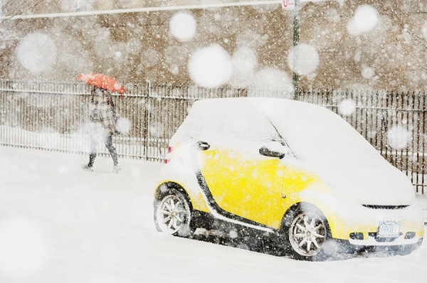 Photograph Mitchell Funk Yellow Car In Snow on One Eyeland